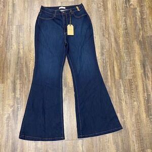 VIBRANT MIU Women's Jeans 2XL Dark Wash Flared Bell Bottoms Made in USA